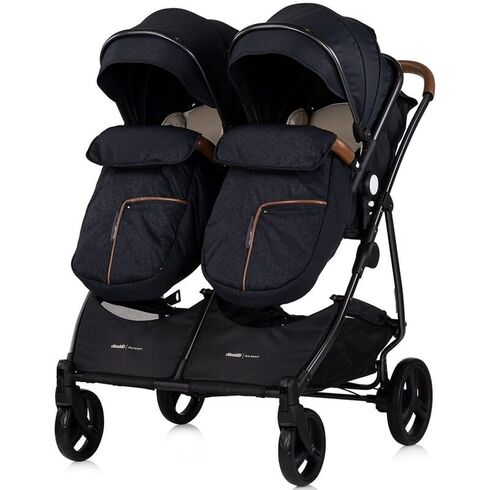 Carucior gemeni Chipolino Duo Smart 2 in 1 blackberry, Culoare: Negru, Model: gemeni,poza 7
