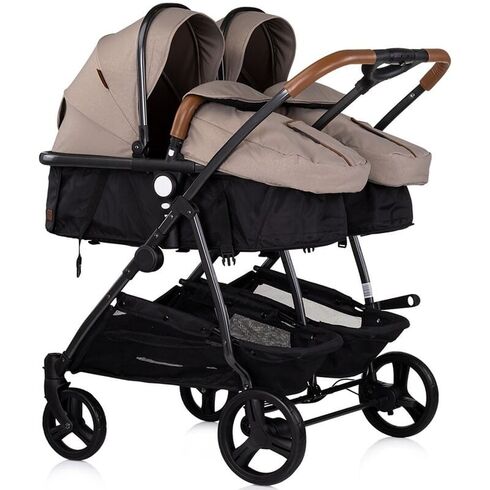 Carucior gemeni Chipolino Duo Smart 3 in 1 tiramisu, Culoare: Crem, Model: gemeni,poza 2