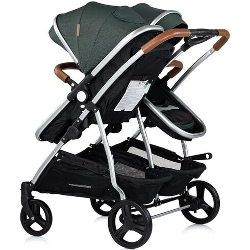 Carucior gemeni Chipolino Duo Smart 3 in 1 basil, Culoare: Verde, Model: gemeni,poza 4
