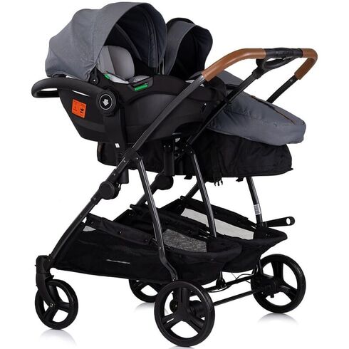 Carucior gemeni Chipolino Duo Smart 3 in 1 cloud, Culoare: Gri/Negru, Model: gemeni,poza 10