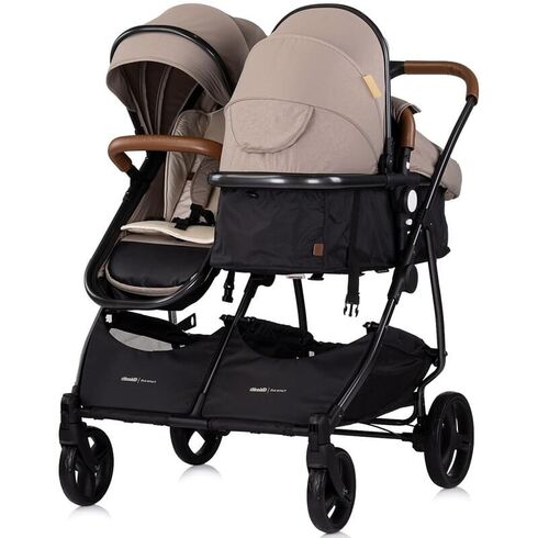 Carucior gemeni Chipolino Duo Smart 2 in 1 tiramisu, Culoare: Gri, Model: gemeni,poza 5