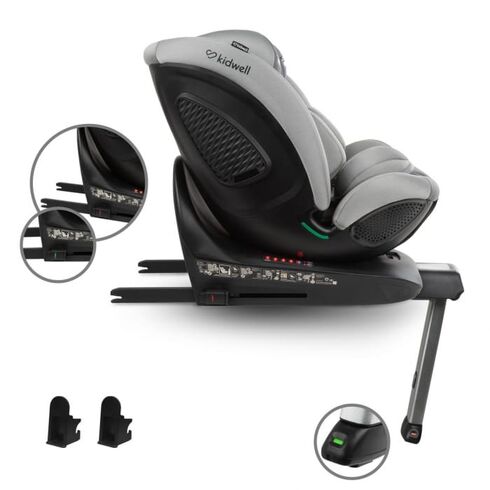 Scaun auto cu ISOFIX Kidwell GoCar, grupa 40-135 cm, i-Size, omologare R129 - Gri, Culoare: Gri, Grupa: 0-36kg (0 luni - 12 ani),poza 8