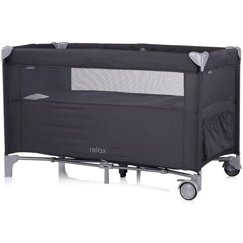 Patut pliabil Chipolino Relax anthracite linen cu laterala culisanta, Culoare: Negru, Dimensiuni: 120x60,poza 3