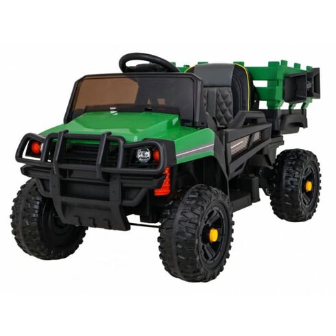 Masinuta electrica cu telecomanda FARMER PICK-UP, roti EVA, scaun tapitat, 116x66x65 cm, putere 70W - Verde, Culoare: Verde, Capacitate acumulator: 12V