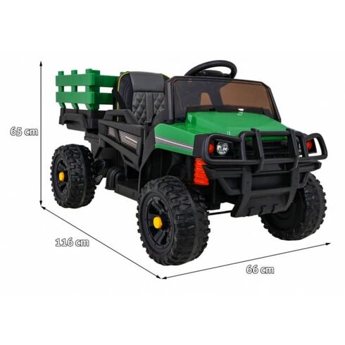 Masinuta electrica cu telecomanda FARMER PICK-UP, roti EVA, scaun tapitat, 116x66x65 cm, putere 70W - Verde, Culoare: Verde, Capacitate acumulator: 12V,poza 6  - ExclusivMAG.ro Masinuta electrica cu telecomanda FARMER PICK-UP, roti EVA, scaun tapitat, 116x66x65 cm, putere 70W - Verde, Culoare: Verde, Capacitate acumulator: 12V,poza 6