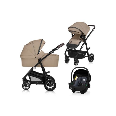 Carucior 3 in 1, Lionelo, Bianka, Pana la 22 kg, 0 luni+, Bej, Culoare: Crem, Model: 3 in 1
