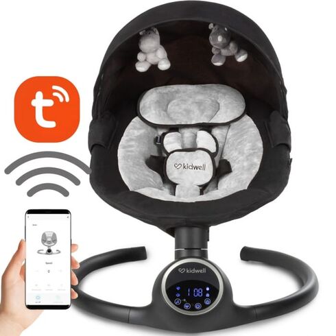 Leagan electric 2 in 1 Kidwell Reve - Black Silver, Culoare: Gri/Negru,poza 2