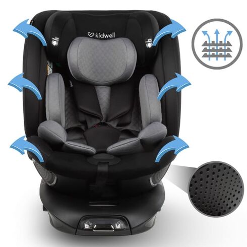 Scaun auto cu ISOFIX Kidwell GoCar, grupa 40-135 cm, i-Size, omologare R129 - Negru-Gri, Culoare: Gri/Negru, Grupa: 0-36kg (0 luni - 12 ani),poza 3