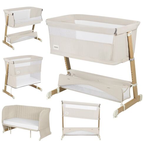 Patut co-sleeper, Lionelo, Thomi Plus, 5 in 1, Multifunctional, Bej, Culoare: Bej, Dimensiuni: 95x65,poza 2