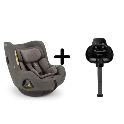Nuna - Set Scaun auto rotativ i-Size TODL next Thunder, 40-105 cm + Baza isofix BASE next i-Size pentru TODL next, testat ADAC, Culoare: Gri, Grupa: 0-18kg (0 luni - 4 ani)