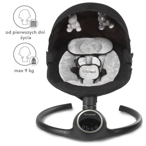 Leagan electric 2 in 1 Kidwell Reve - Black Silver, Culoare: Gri/Negru,poza 9