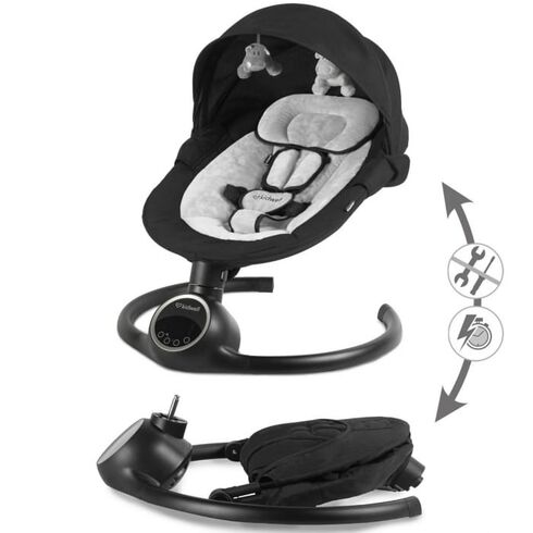 Leagan electric 2 in 1 Kidwell Reve - Black Silver, Culoare: Gri/Negru,poza 6