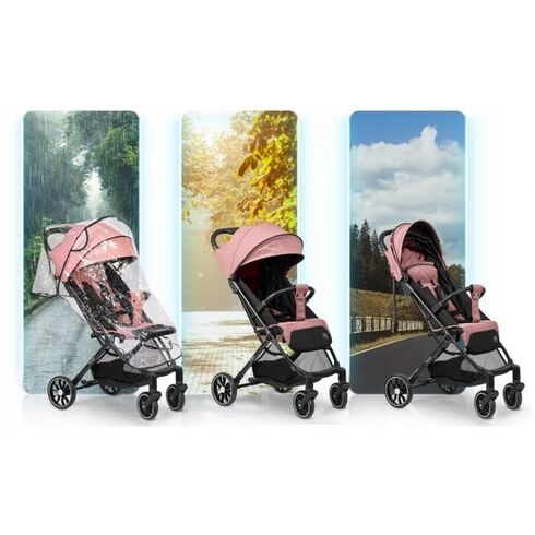 Carucior sport pentru copii, 78 x 33 x 104 cm, Nukido Paseo 716004 - Roz, Culoare: Roz, Model: sport,poza 3