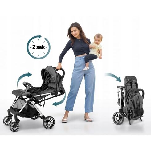 Carucior sport pentru copii, 78 x 33 x 104 cm, Nukido Paseo 716000 - Negru, Culoare: Negru, Model: sport,poza 4