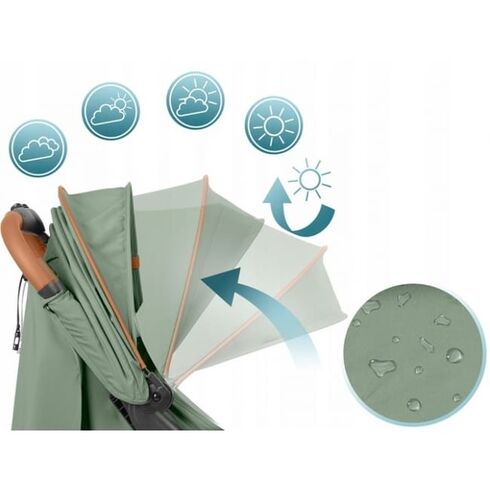 Carucior sport pentru copii, 78 x 33 x 104 cm, Nukido Paseo 716005 - Verde, Culoare: Verde, Model: sport - poza 3 - ExclusivMAG.ro
