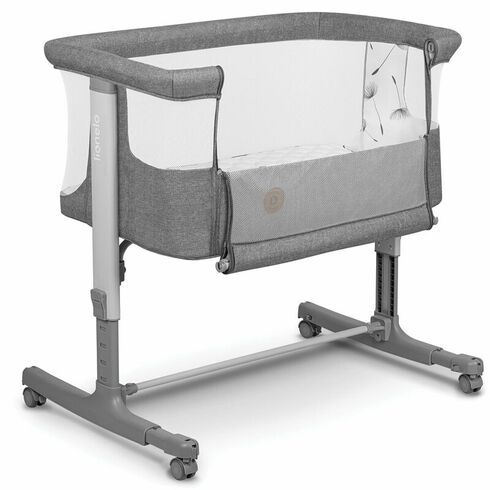 Patut co-sleeper, Lionelo, Aurora, 3 in 1, Cu leganare si setare unghiulara, Pana la 9 kg, 0 luni+, Gri, Culoare: Gri, Dimensiuni: 80x50
