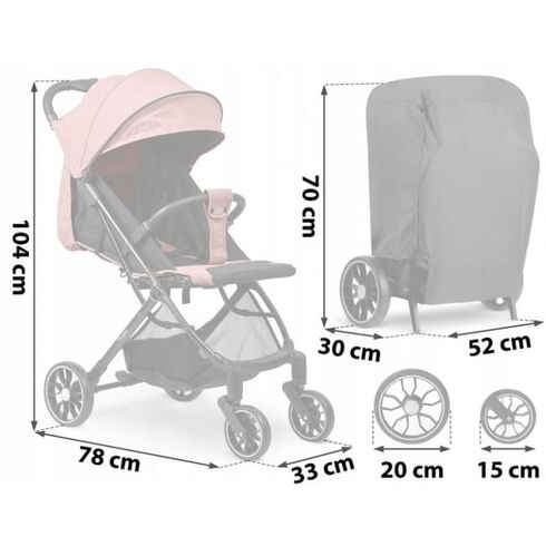 Carucior sport pentru copii, 78 x 33 x 104 cm, Nukido Paseo 716004 - Roz, Culoare: Roz, Model: sport,poza 6