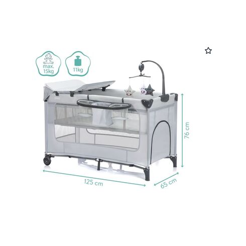 Patut pliabil Capri light grey Fillikid, Culoare: Gri, Dimensiuni: 120x60,poza 14