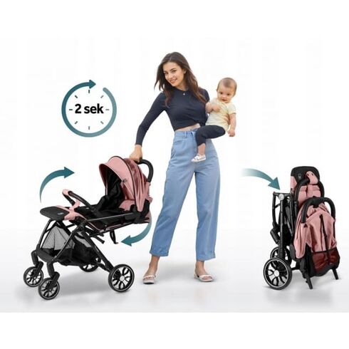 Carucior sport pentru copii, 78 x 33 x 104 cm, Nukido Paseo 716004 - Roz, Culoare: Roz, Model: sport,poza 5