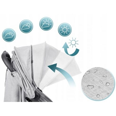 Carucior sport pentru copii, 78 x 33 x 104 cm, Nukido Paseo 716003 - Gri deschis, Culoare: Gri deschis, Model: sport,poza 3