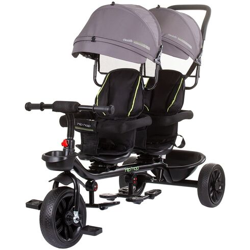 Tricicleta gemeni Chipolino Hip Hop graphite, Culoare: Gri  - ExclusivMAG.ro Tricicleta gemeni Chipolino Hip Hop graphite, Culoare: Gri