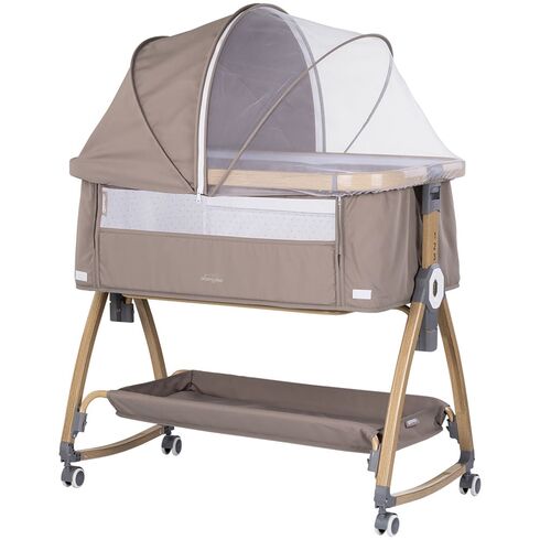 Patut co-sleeper Chipolino Charisma cu laterala culisanta latte wood, Culoare: Crem, Dimensiuni: 80x50