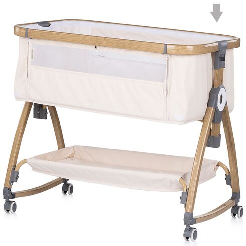 Patut co-sleeper Chipolino Charisma cu laterala culisanta cashmere wood, Culoare: Bej, Dimensiuni: 80x50,poza 5