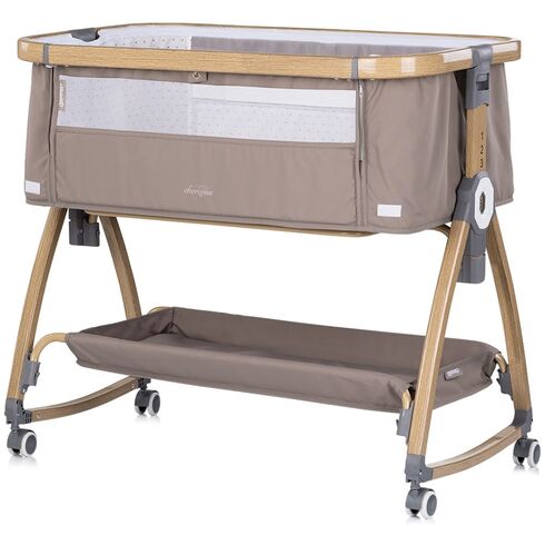 Patut co-sleeper Chipolino Charisma cu laterala culisanta latte wood, Culoare: Crem, Dimensiuni: 80x50,poza 2
