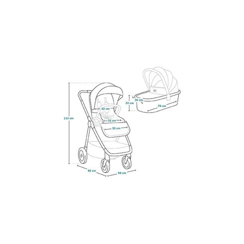 Carucior 2 in 1, Lionelo, Meril, Pana la 22 kg, Gri, Culoare: Gri, Model: 2 in 1,poza 11