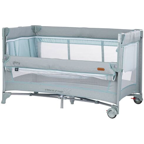 Patut pliabil Chipolino Glory cu laterala culisanta basil, Culoare: Verde, Dimensiuni: 120x60