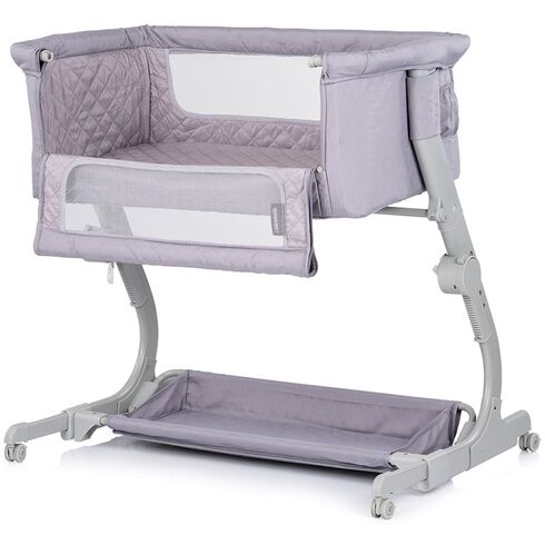 Patut co-sleeper Chipolino Eleganza cu laterala culisanta cloud, Culoare: Gri, Dimensiuni: 80x50,poza 2
