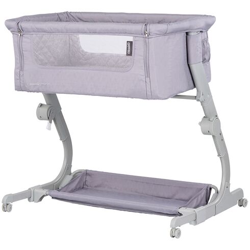 Patut co-sleeper Chipolino Eleganza cu laterala culisanta cloud, Culoare: Gri, Dimensiuni: 80x50