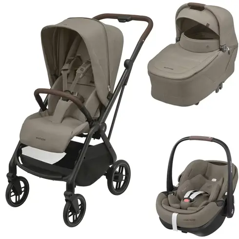 Sistem 3in1 Maxi-Cosi Leona2 + Sense + Pebble 360 PRO2 TWILLIC TRUFFLE, Culoare: Crem, Model: 3 in 1
