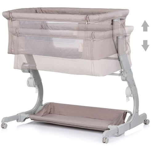 Patut co-sleeper Chipolino Eleganza cu laterala culisanta tiramisu, Culoare: Crem, Dimensiuni: 80x50,poza 3
