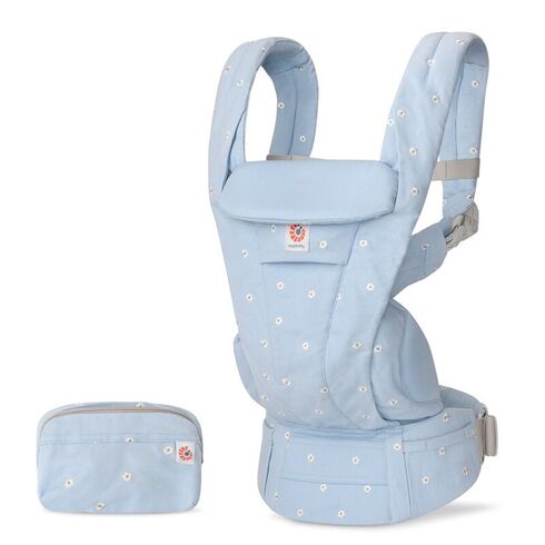Marsupiu Ergobaby Omni Deluxe Cotton Serene Blue Flowers, Culoare: Blue