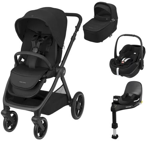 Sistem 4in1 Maxi-Cosi OXFORD Carucior + Landou Sense + Scoica Auto Pebble 360 PRO2 + Baza Auto FAMILYFIX 360 PRO TWILLIC BLACK, Culoare: Negru, Model: 4 in 1