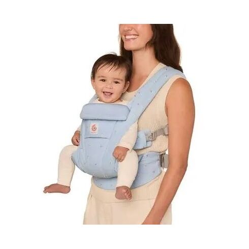 Marsupiu Ergobaby Omni Deluxe Cotton Serene Blue Flowers, Culoare: Blue,poza 4