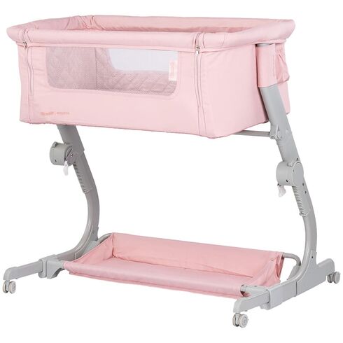 Patut co-sleeper Chipolino Eleganza cu laterala culisanta pink marshmallow, Culoare: Roz, Dimensiuni: 80x50
