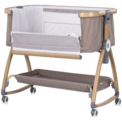 Patut co-sleeper Chipolino Charisma cu laterala culisanta latte wood, Culoare: Crem, Dimensiuni: 80x50,poza 3