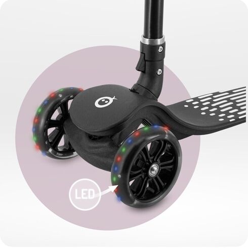 Trotineta pliabila cu roti LED pentru copii, 3 Ani+, MoMi San - Negru, Culoare: Negru,poza 6