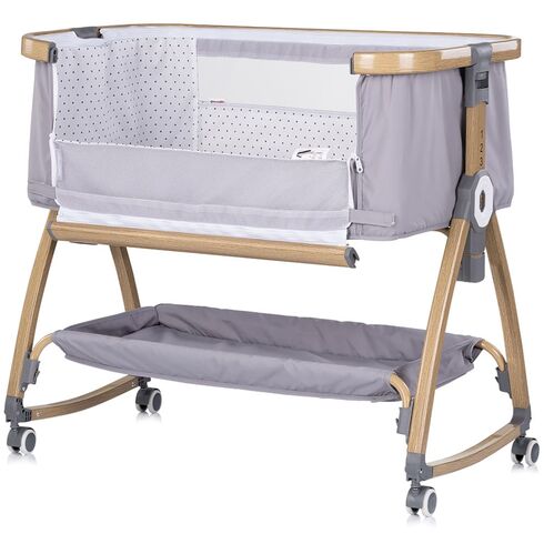 Patut co-sleeper Chipolino Charisma cu laterala culisanta platinum wood, Culoare: Gri, Dimensiuni: 80x50,poza 3