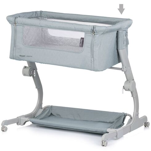Patut co-sleeper Chipolino Eleganza cu laterala culisanta basil, Culoare: Verde, Dimensiuni: 80x50,poza 4
