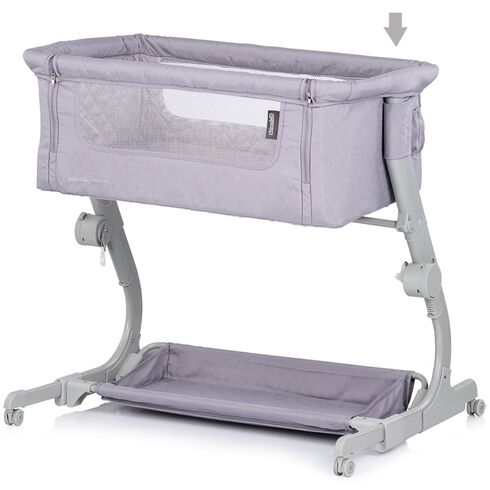 Patut co-sleeper Chipolino Eleganza cu laterala culisanta cloud, Culoare: Gri, Dimensiuni: 80x50,poza 4