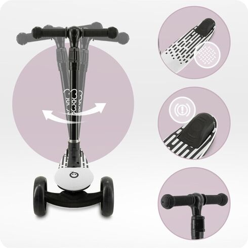 Trotineta pliabila cu roti LED pentru copii, 3 Ani+, MoMi San - Gri, Culoare: Gri,poza 5