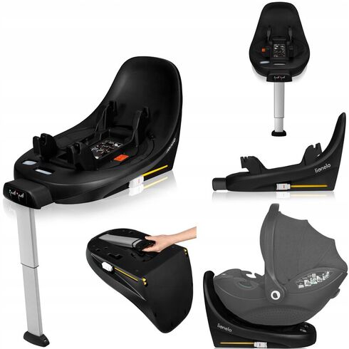 Baza scaun auto i-Size, Lionelo, Moxie, Rotativa 360, Cu isofix si picior stabilizator, Negru,poza 10