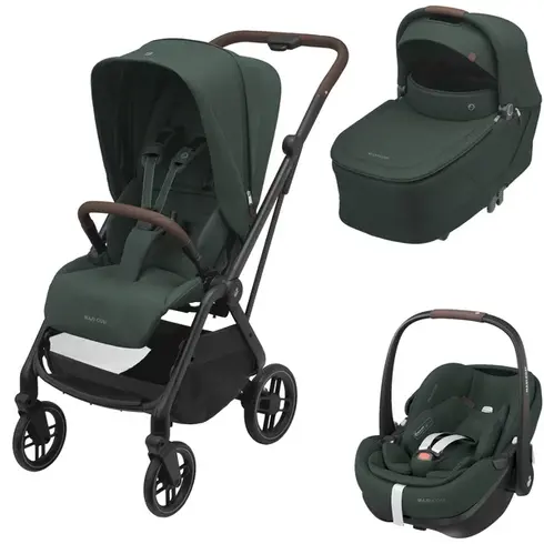 Sistem 3in1 Maxi-Cosi Leona2 + Sense + Pebble 360 PRO2 TWILLIC GREEN, Culoare: Verde inchis, Model: 3 in 1