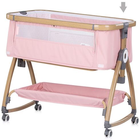 Patut co-sleeper Chipolino Charisma cu laterala culisanta powder pink wood, Culoare: Roz, Dimensiuni: 80x50,poza 5