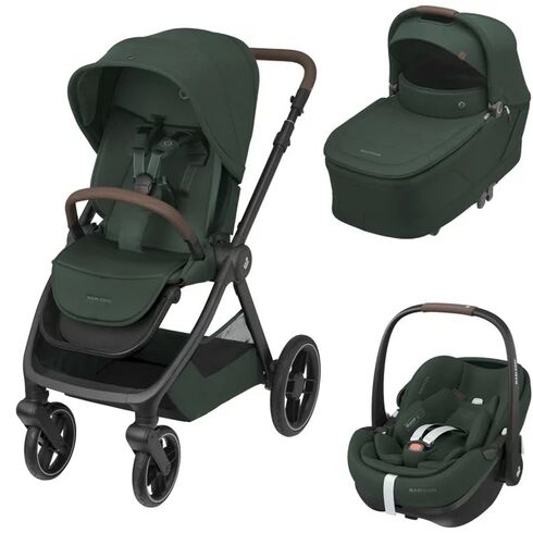 Sistem 3in1 Maxi-Cosi OXFORD Carucior + Landou Sense + Scoica Auto Pebble 360 PRO2 TWILLIC GREEN, Culoare: Verde inchis, Model: 3 in 1