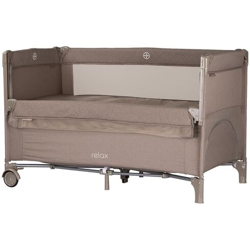 Patut pliabil Chipolino Relax tiramisu linen cu laterala culisanta, Culoare: Crem, Dimensiuni: 120x60