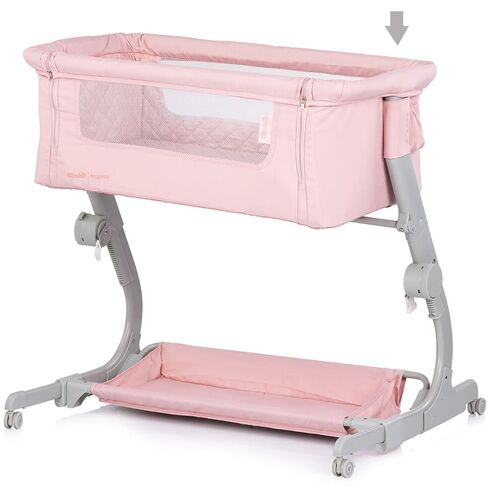 Patut co-sleeper Chipolino Eleganza cu laterala culisanta pink marshmallow, Culoare: Roz, Dimensiuni: 80x50,poza 4